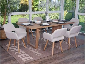 Krzesło do jadalni MCW-A50 II (zestaw 6 sztuk),  tekstylny, kremowy/szary, jasne nogi