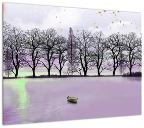 Obraz - Łodka na jeziorze (70x50 cm)