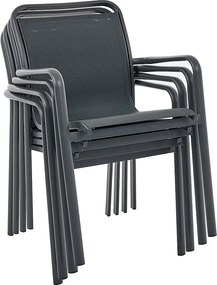 Zestaw mebli ogrodowych z aluminium : okrągły rozkładany stół o dł. 150/200 cm i 6 składanych foteli - Antracyt - VELYRA marki MYLIA