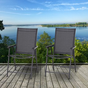 Outsunny krzesło składane z podłokietnikami zestaw 2-cz. krzesło kempingowe krzesło wędkarskie metalowe kolor czarny