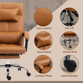 Vinsetto Fotel biurowy z masażem ergonomiczny regulowany jasnobrązowy wygodny do pracy | Aosom PL