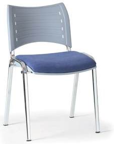 Krzesło konferencyjne, do jadalni SMART z plastikowym oparciem, niebieski, chromowanymi nogami