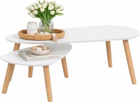 Komplet 2 owalnych stolików z białym blatem F3-W58