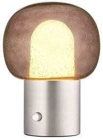 Aluminiowa lampa stołowa LED w kolorze srebra ze szklanym kloszem (wysokość 32 cm) Iris – Blomus