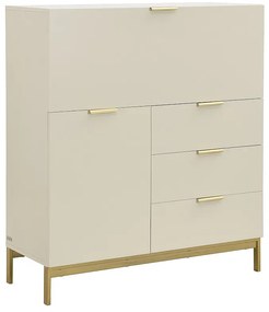 Sekretarzyk 2-drzwiowy z 3 szufladami - MDF i metal - Beżowy - ERWIN