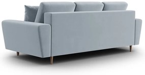 Jasnoniebieska aksamitna rozkładana/ze schowkiem sofa 235 cm Kyoto – Cosmopolitan Design