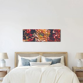 Obraz - Chryzantemy (z zegarem) (90x30 cm)