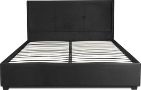 Łóżko Tapicerowane 160x200 cm ANDRE ze Stelażem Dwuosobowe Welurowe Czarne