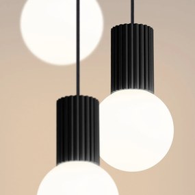 Lampa wisząca HALO 3P czarna ryflowana SOLLUX  LIGHTING