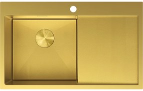 Mexen Exar zlewozmywak stalowy 1-komorowy z ociekaczem lewy 780 x 480 mm, złoty HC - 6433781010L-55HC
