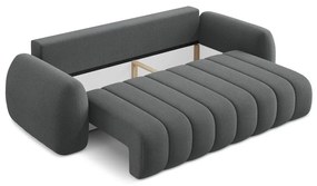 Ciemnoszara sofa rozkładana z materiału bouclé ze schowkiem 266 cm Pele – Makamii