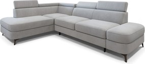 Masseno Narożnik AVISE z funkcją spania i pojemnikiem na pościel Narozniki L, Rozkładana sofa - Jasnoszary, MATT VELVET 83