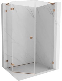 Mexen Lunar L kabina prysznicowa pięciokątna uchylna lewa 80 x 100 cm, transparent, różowe złoto - 831L-080L-100P-60-00-L
