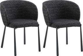 Zestaw 2 krzeseł z tkaniny tweedowej i metalu - Czarny - SIJOLA