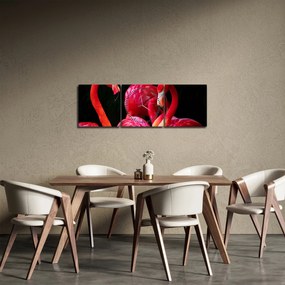 Obraz czerwonych flamingów (z zegarem) (90x30 cm)