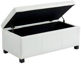 Ławka ze skrzynią z ekoskóry FILIPPO - kolor biały