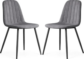Zestaw 2 grafitowych krzeseł welurowych P0-W58