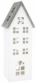 Świąteczna drewniana dekoracja LED Light house biały, 11,7 x 21 x 9,8 cm
