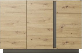 RACO Komoda 138 2D4S Dąb Artisan Przeszklona z Oświetleniem LED