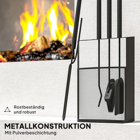 Zestaw narzędzi kominkowych Outsunny 5‑czarny – metalowy, kompaktowy