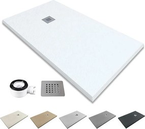 Brodzik z żywicy antypoślizgowy | Zawiera syfon i kratkę odpływową | Kolor Biały | 200x75cm