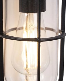Rustykalna lampa ścienna zewnętrzna czarna ze szkłem - Elza