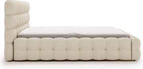 Emporius Parlas Bis łóżko 180x200 z pojemnikiem, łóżko tapicerowane do sypialni - gruba pianka, stelaż, tkanina boucle, kremowy (Anthology 1)