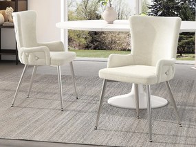 Zestaw 2 krzeseł z weluru - nogi w kolorze srebrnym - Beżowy