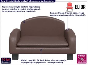 Brązowa sofa dla chłopca ze sztucznej skóry Teslo 2X