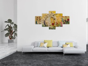 Obraz - Jednorożec z kwiatami (125x70 cm)