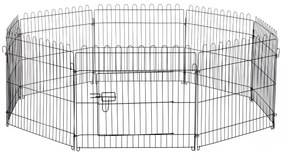 PawHut Metalowy kojec dla zwierząt Wybieg dla szczeniąt bezpieczny i przestronny czarny 180x180x61cm | Aosom PL