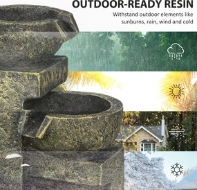 Outsunny Fontanna Ogrodowa Wodna Fontanna, regulacja prędkości, 25 x 24 x 60 cm, Czarny