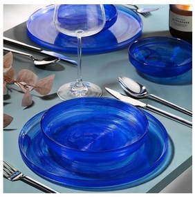 18-częściowy zestaw obiadowy, niebieski/szkło