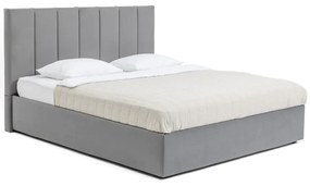 Szare tapicerowane łóżko dwuosobowe ze schowkiem z materacem i stelażem 160x200 cm Thessa Bold Line – Bonami Selection