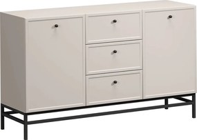 Komoda Lorini 150 cm z szufladami - kaszmir / czarne uchwyty / stelaż