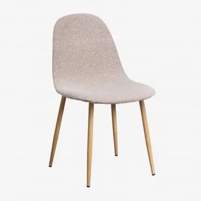 Zestaw 4 Krzeseł Do Jadalni Glamm Deluxe Z Tkaniny Bouclé Natural Wood & Bouclé Różowa - Sklum