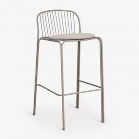 [*]wysoki Stołek Ogrodowy Z Stali Anerina Moka Brown & ↑75 Cm & Beż Orzechowy - Sklum