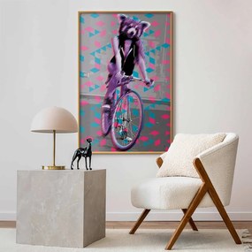 Plakat Szop na rowerze 40x60 cm z ramą złotą bez marginesu ARTGEIST B