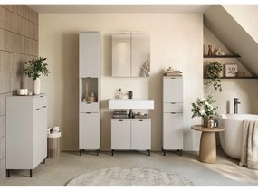 Kremowa wisząca/z lustrem szafka łazienkowa 60x71 cm Arcena – Germania