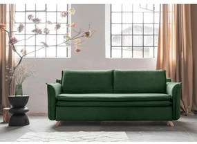Zielona aksamitna rozkładana sofa 225 cm Charming Charlie – Miuform
