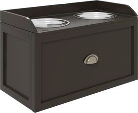 PawHut Stacja Karmienia dla Psów, Podwyższone Miski, 2 Miski ze Stali Nierdzewnej, 1 Szuflada, 60 x 30 x 36 cm, Brązowy