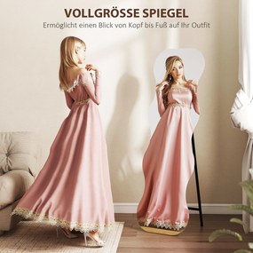 HOMCOM Lustro w całości bez ramy, z podstawą drewnianą, elastyczne umiejscowienie, w kształcie falisty, Czarny