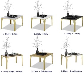 Nowoczesny stolik kawowy złoty + biały połysk Keri