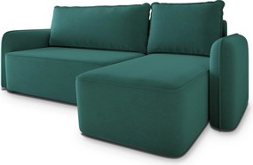 Masseno Narożnik DOLVER z funkcją spania i pojemnikiem na pościel Narozniki L, Rozkładana sofa - Lazurowy, CASTEL 75