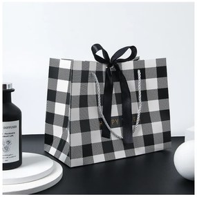 Torba upominkowa CHARMBOX 18x16x10 cm, czarno-biała