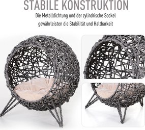 PawHut Domek dla kota z poduszką Miejsce do spania dla kota Jaskinia dla kota podwyższone nogi rattan PVC