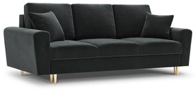 Ciemnoszara aksamitna rozkładana/ze schowkiem sofa 235 cm Kyoto – Cosmopolitan Design