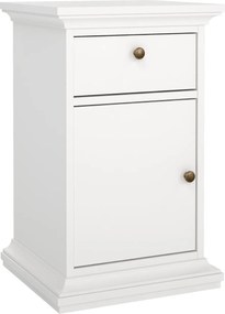 Wąska szafka nocna z szufladą Paris, kolor biały mat