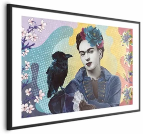 Plakat Totemiczna Frida 90x60 cm z ramą czarną z marginesem ARTGEIST B