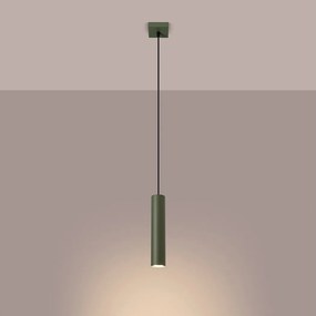 Lampa wisząca loft Toris, stal - 1 źródło światła 3000K - L.8 x H.118 cm - zielony oliwkowy
